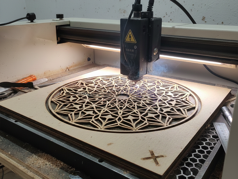 Corte e gravação a laser em MDF — painel decorativo mandala